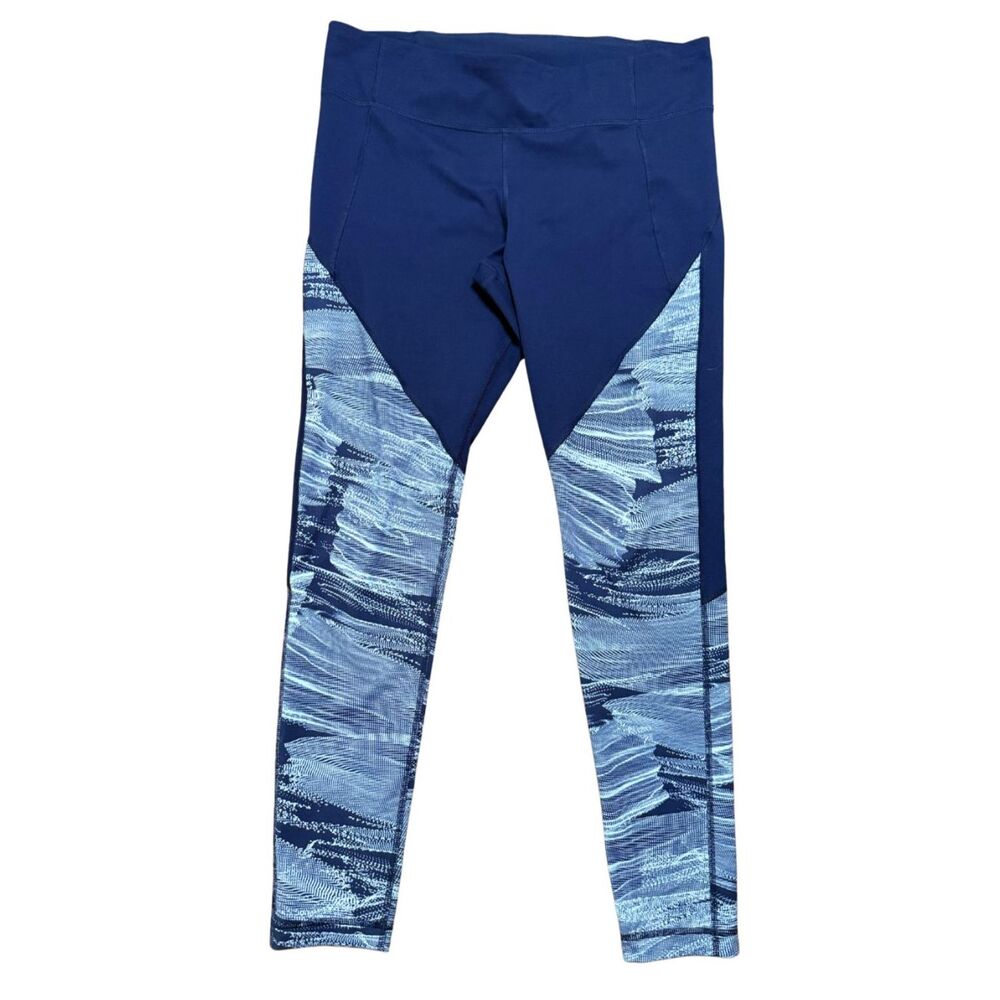 Under Armour Women's Leggings Navy Blue W/ White/Navy Blue Abstract Pattern Leg